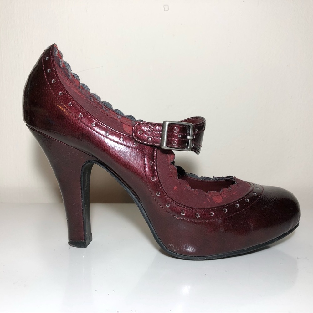 Burgundy baby doll heels!!